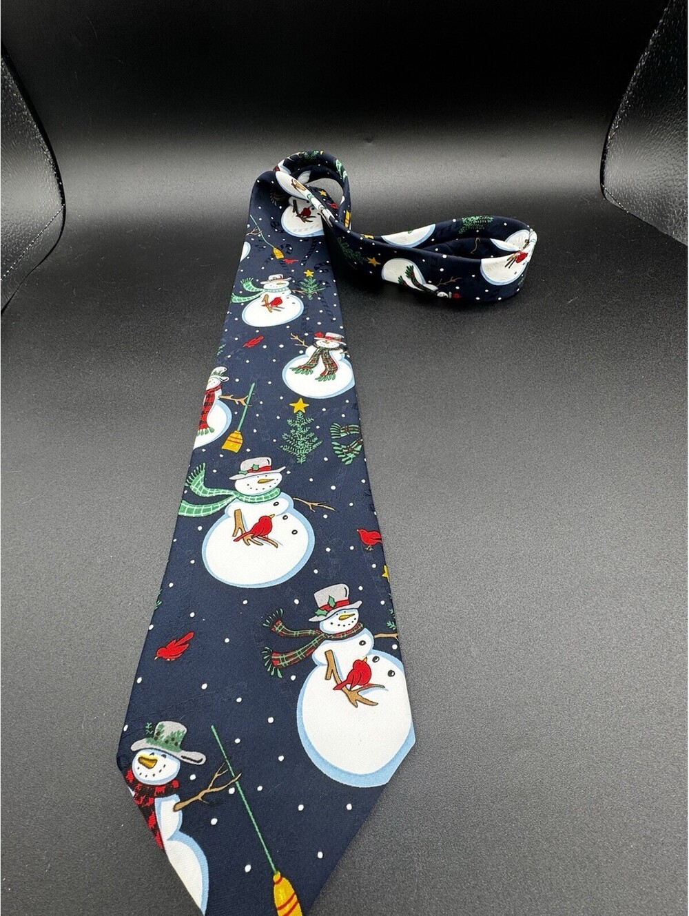 Vintage Hallmark Yule Tie Greetings Snowman Cardinal Christmas USA 56x4